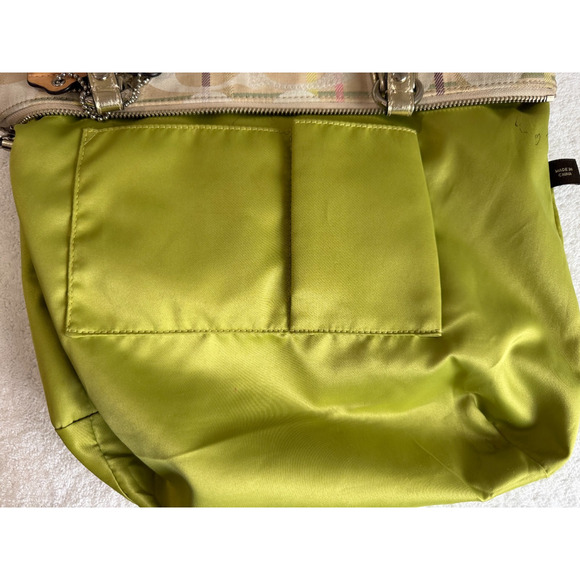 Coach Bag Poppy Glam Tote Tattersall Lurex Sequin Signature Metallic golden Sz-M - Picture 11 of 15